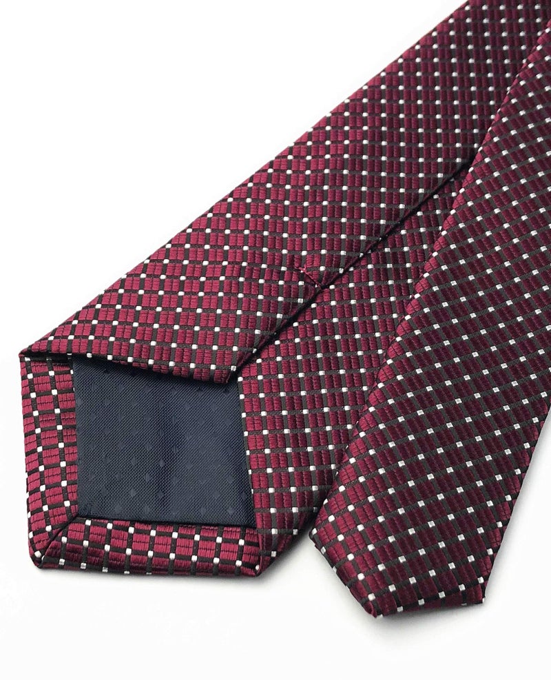 Secdtie Wine Red Tie for Men Elegant Red Trendy Textured Silk Cravat Tie Formal Wedding Necktie - Image 4